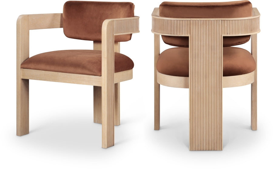 Sacha Velvet Upholstered Dining Chair - Cognac - 11094-C-COGNAC_1