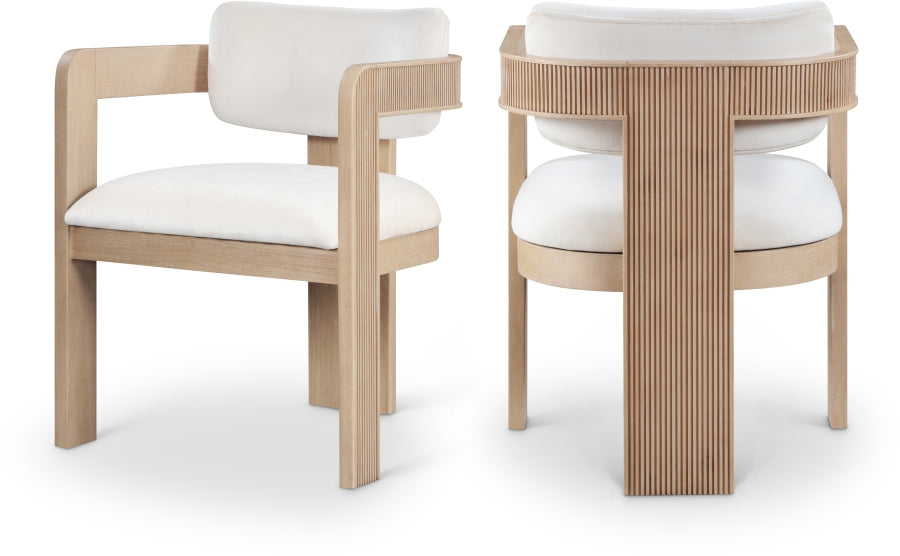 Sacha Velvet Upholstered Dining Chair - Cream - 11094-C-CREAM_1