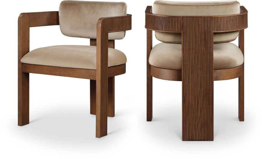 Sacha Velvet Upholstered Dining Chair - Beige - 11096-C-BEIGE_1