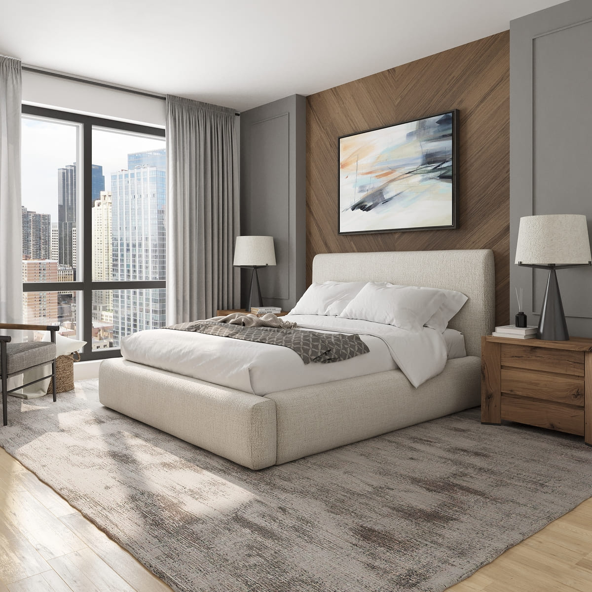 Noelle Storage Bed with lift-up storage mechanism and linen fabric