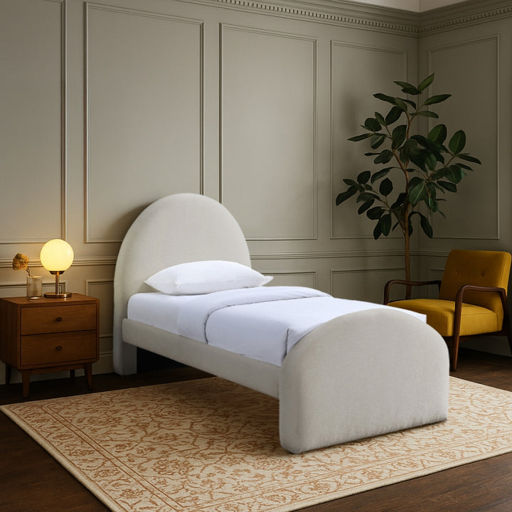 Andaz Chenille Fabric Upholstered Twin Bed - Beige - Andaz-Twin-BEIGE_2