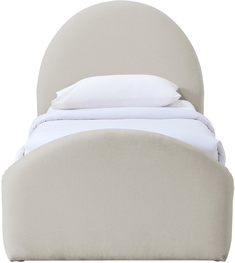 Andaz Chenille Fabric Upholstered Twin Bed - Beige - Andaz-Twin-BEIGE_3