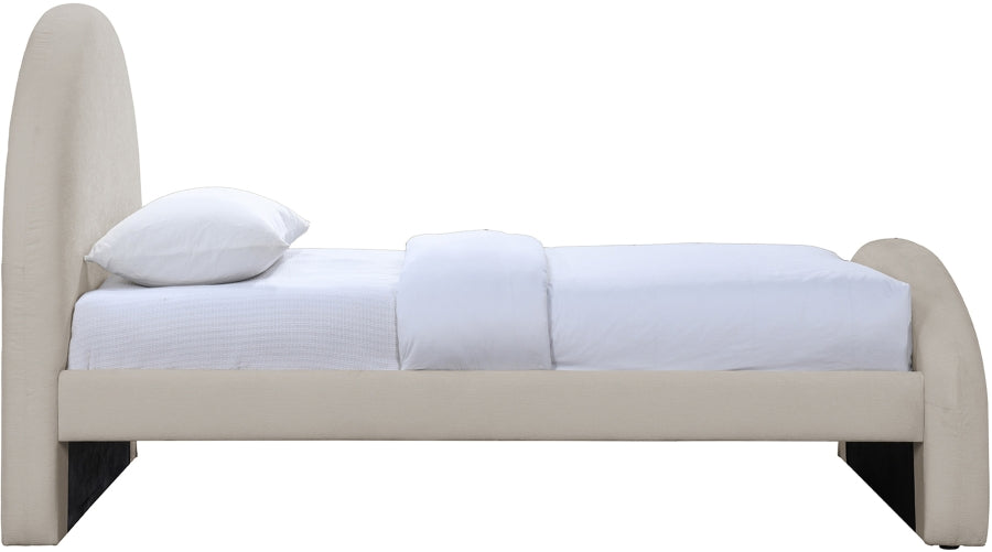 Andaz Chenille Fabric Upholstered Twin Bed - Beige - Andaz-Twin-BEIGE_4