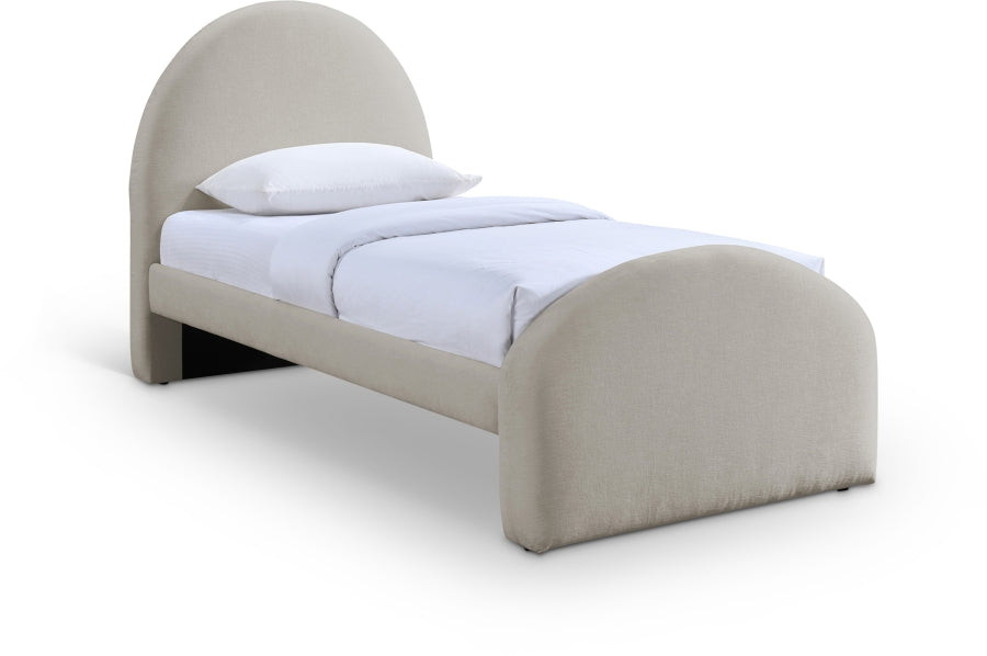 Andaz Chenille Fabric Upholstered Twin Bed - Beige - Andaz-Twin-BEIGE_1
