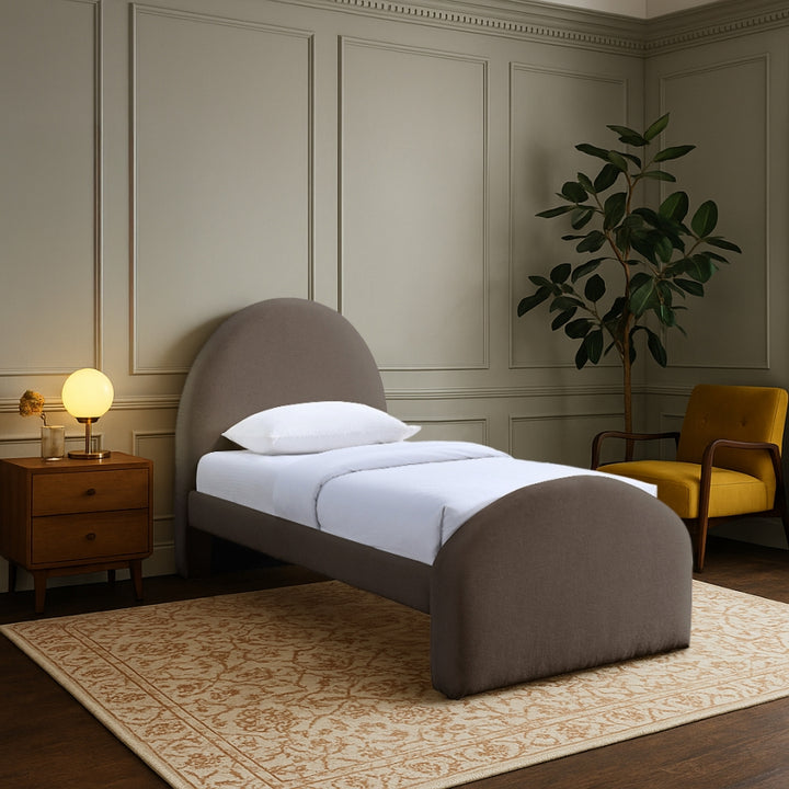 Andaz Chenille Fabric Upholstered Twin Bed - Brown - Andaz-Twin-BROWN_2
