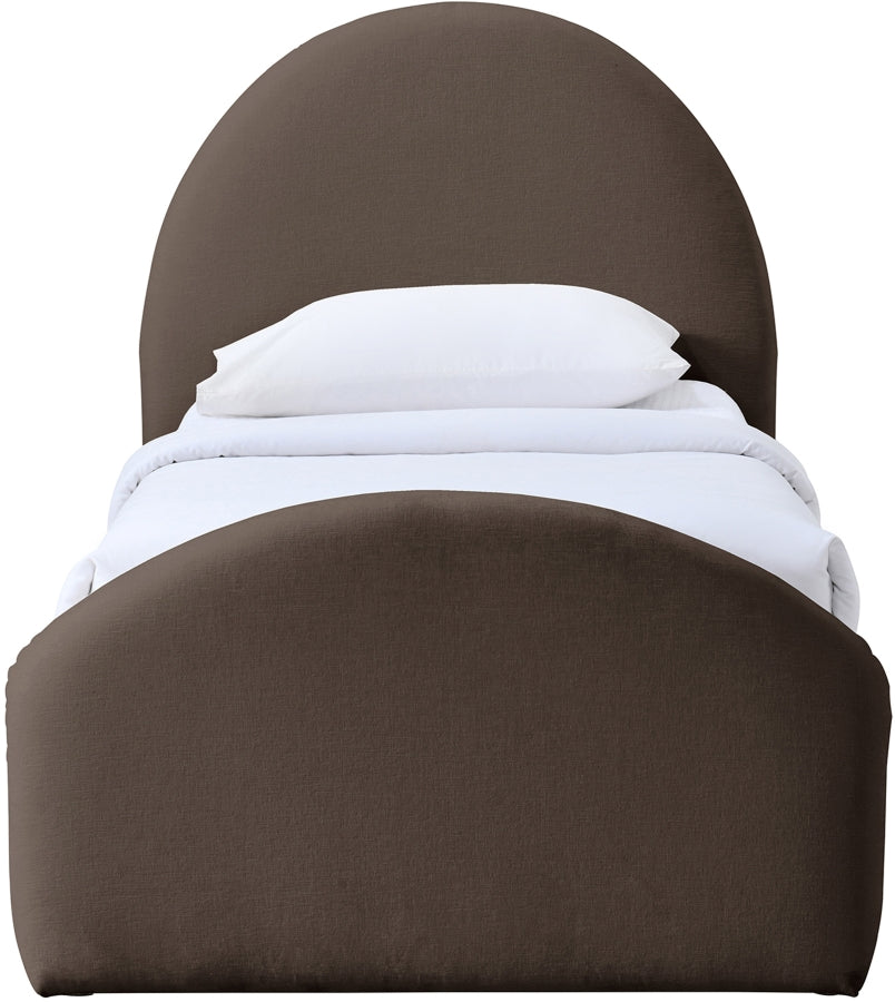Andaz Chenille Fabric Upholstered Twin Bed - Brown - Andaz-Twin-BROWN_3