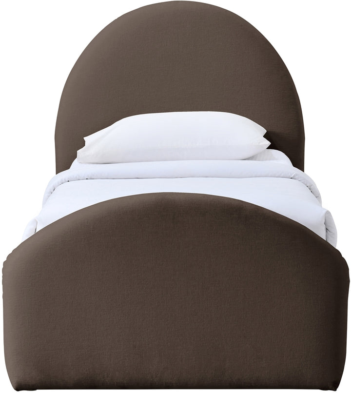 Andaz Chenille Fabric Upholstered Twin Bed - Brown - Andaz-Twin-BROWN_3