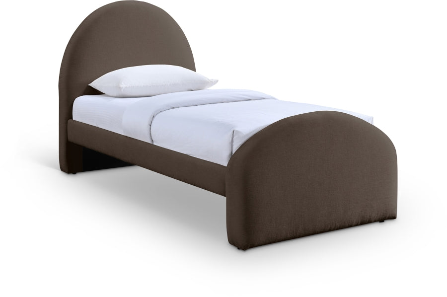 Andaz Chenille Fabric Upholstered Twin Bed - Brown - Andaz-Twin-BROWN_1