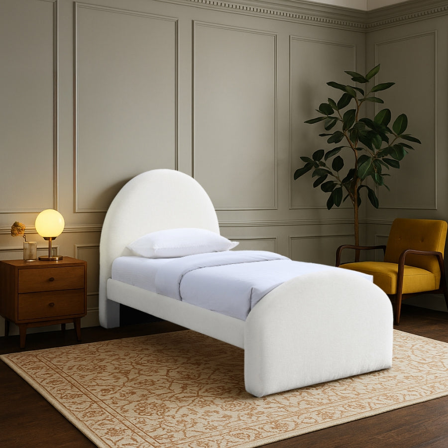 Andaz Chenille Fabric Upholstered Twin Bed - Cream - Andaz-Twin-CREAM_2
