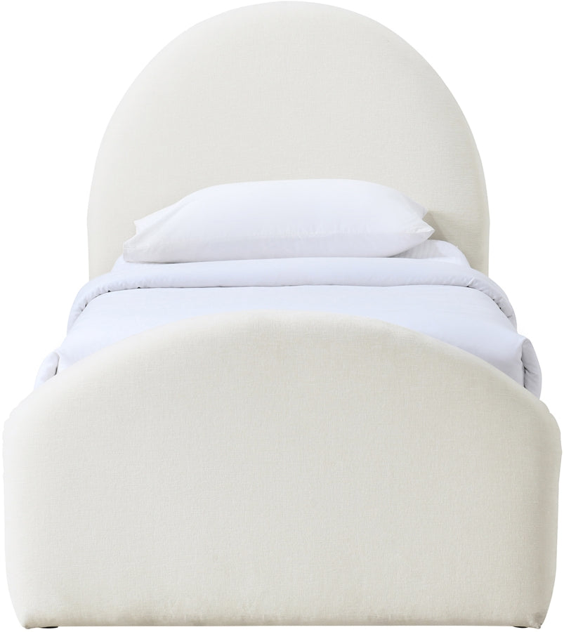 Andaz Chenille Fabric Upholstered Twin Bed - Cream - Andaz-Twin-CREAM_3