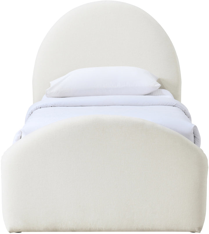 Andaz Chenille Fabric Upholstered Twin Bed - Cream - Andaz-Twin-CREAM_3