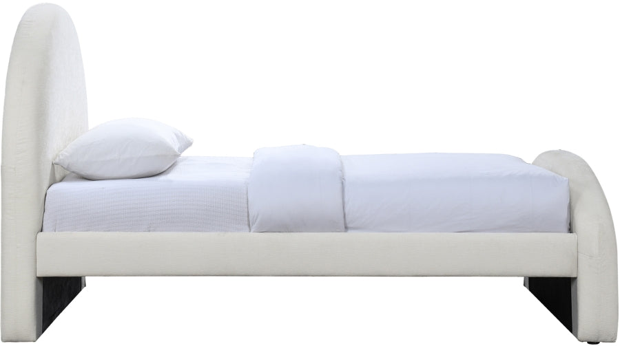 Andaz Chenille Fabric Upholstered Twin Bed - Cream - Andaz-Twin-CREAM_4