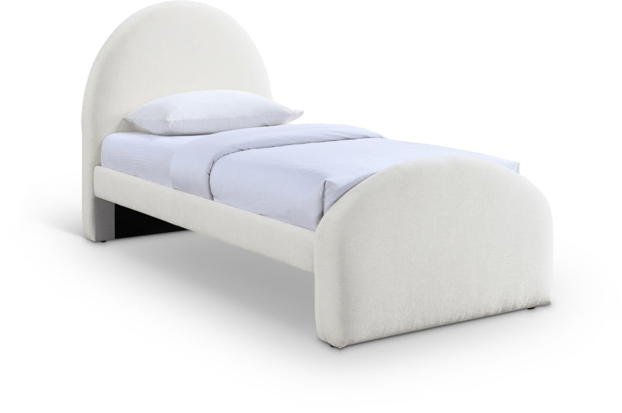 Andaz Chenille Fabric Upholstered Twin Bed - Cream - Andaz-Twin-CREAM_1