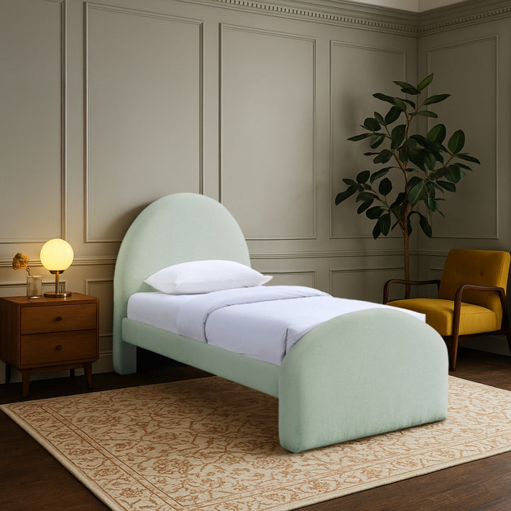 Andaz Chenille Fabric Upholstered Twin Bed - Mint - Andaz-Twin-MINT_2