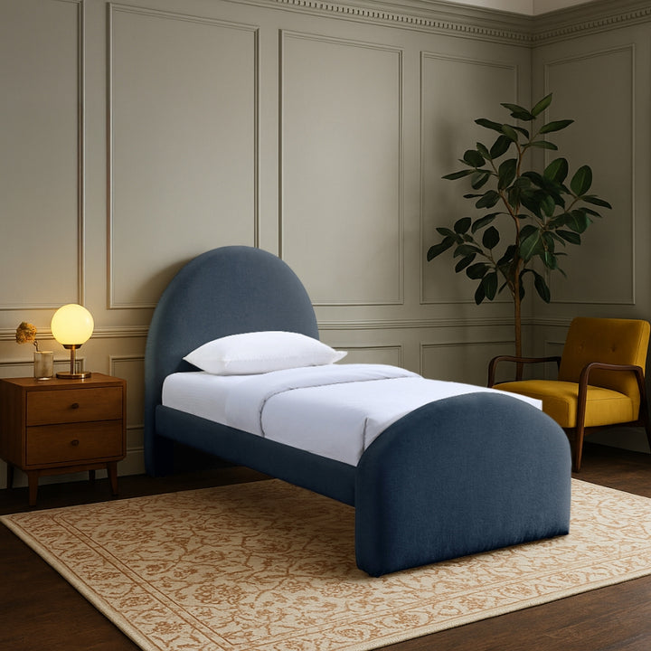 Andaz Chenille Fabric Upholstered Twin Bed - Blue - Andaz-Twin-BLUE_2