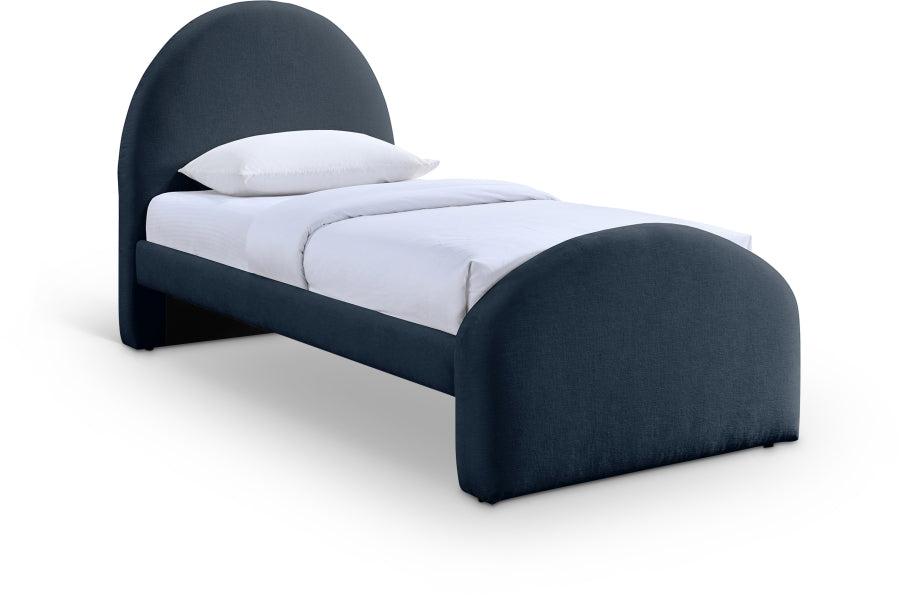 Andaz Chenille Fabric Upholstered Twin Bed - Blue - Andaz-Twin-BLUE_1