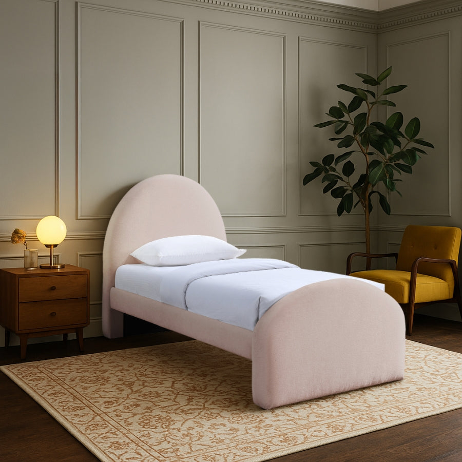 Andaz Chenille Fabric Upholstered Twin Bed - Pink - Andaz-Twin-PINK_2