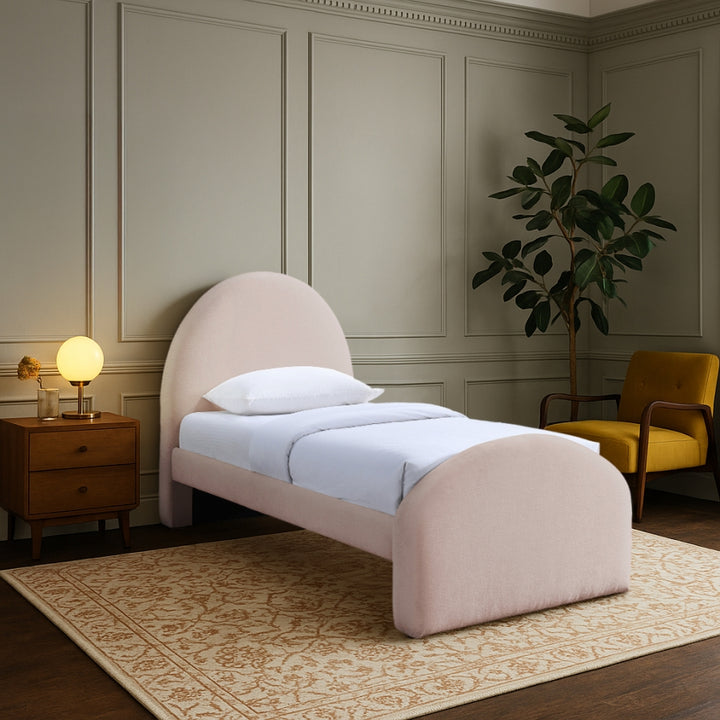 Andaz Chenille Fabric Upholstered Twin Bed - Pink - Andaz-Twin-PINK_2