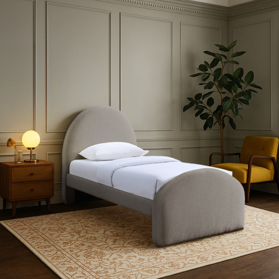 Andaz Chenille Fabric Upholstered Twin Bed - Taupe - Andaz-Twin-TAUPE_2