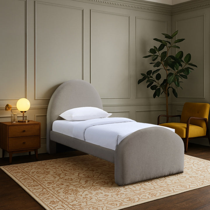 Andaz Chenille Fabric Upholstered Twin Bed - Taupe - Andaz-Twin-TAUPE_2