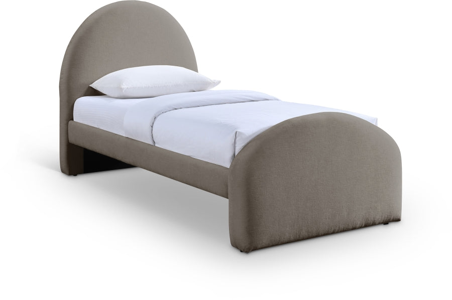 Andaz Chenille Fabric Upholstered Twin Bed - Taupe - Andaz-Twin-TAUPE_1