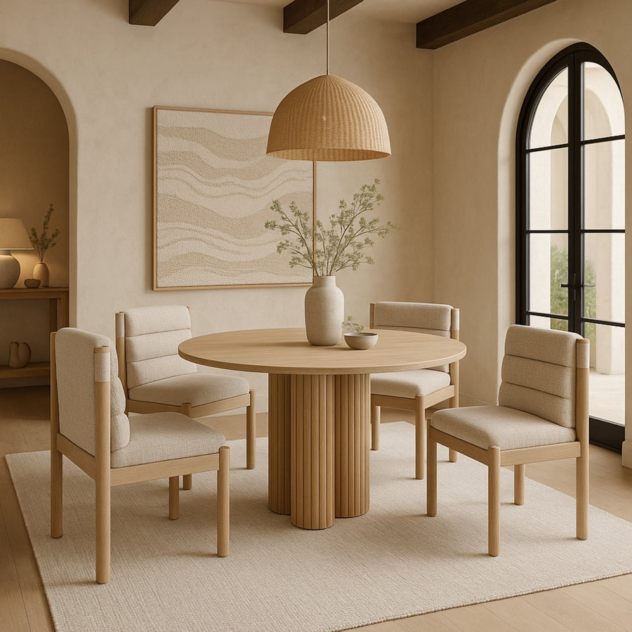 Eloura Linen Textured Fabric Upholstered Dining Chair - Beige - 88058-C-BEIGE_3