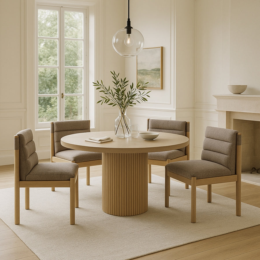 Eloura Linen Textured Fabric Upholstered Dining Chair - Brown - 88058-C-BROWN_3