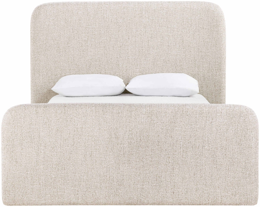 Fira Linen Textured Fabric Upholstered Bed - Beige - B1221-Bed-BEIGE_3