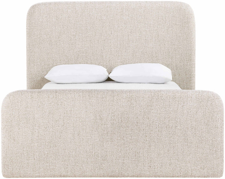 Fira Linen Textured Fabric Upholstered Bed - Beige - B1221-Bed-BEIGE_3