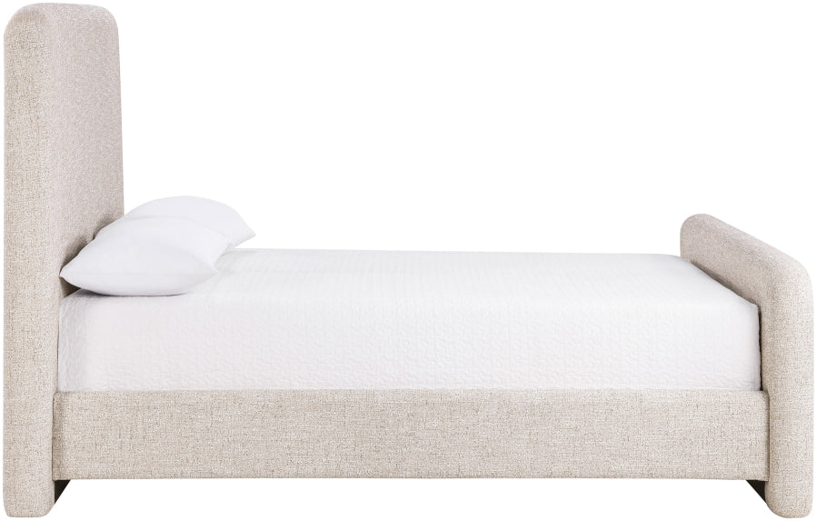 Fira Linen Textured Fabric Upholstered Bed - Beige - B1221-Bed-BEIGE_4