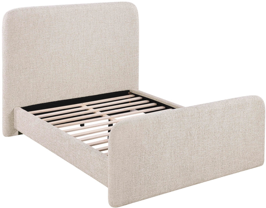 Fira Linen Textured Fabric Upholstered Bed - Beige - B1221-Bed-BEIGE_6