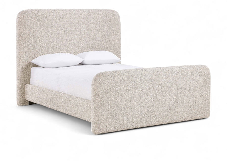 Fira Linen Textured Fabric Upholstered Bed - Beige - B1221-Bed-BEIGE_1