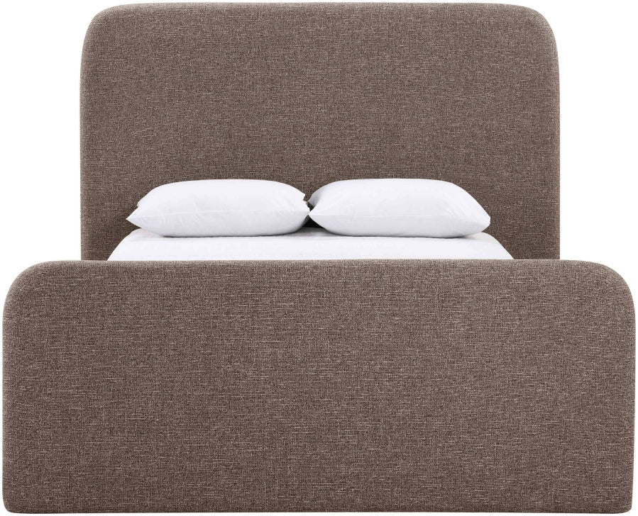 Fira Linen Textured Fabric Upholstered Bed - Brown - B1221-Bed-BROWN_3