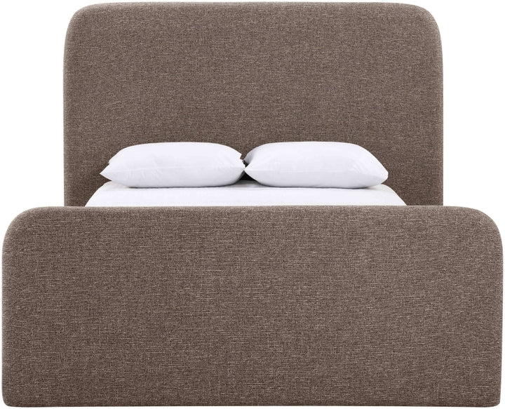 Fira Linen Textured Fabric Upholstered Bed - Brown - B1221-Bed-BROWN_3