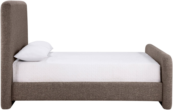 Fira Linen Textured Fabric Upholstered Bed - Brown - B1221-Bed-BROWN_4