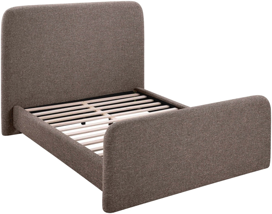 Fira Linen Textured Fabric Upholstered Bed - Brown - B1221-Bed-BROWN_6