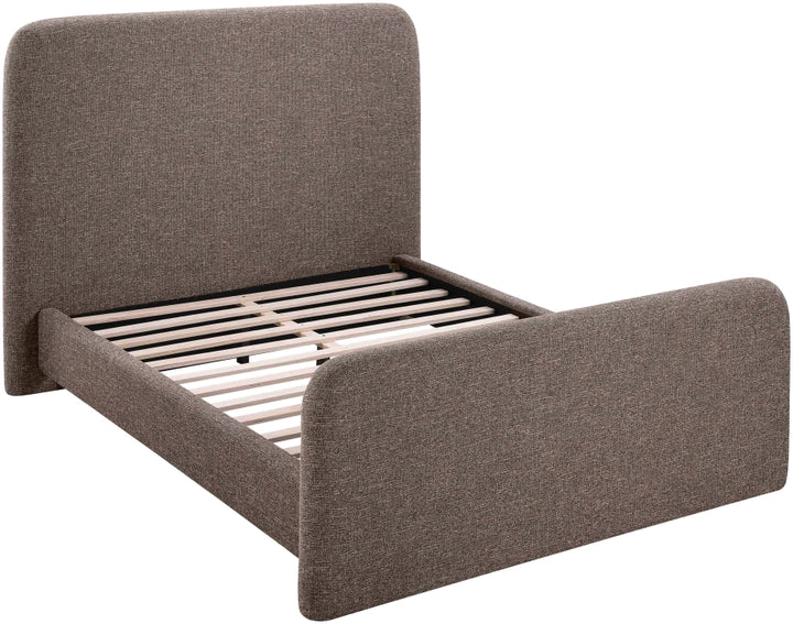 Fira Linen Textured Fabric Upholstered Bed - Brown - B1221-Bed-BROWN_6
