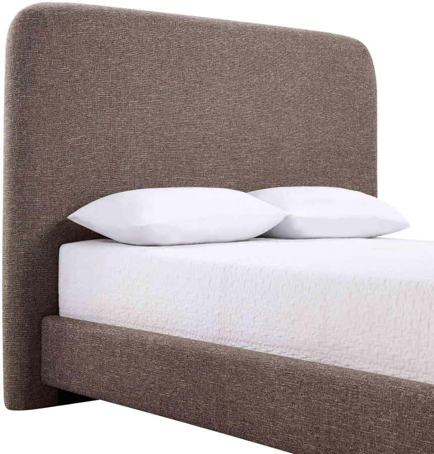 Fira Linen Textured Fabric Upholstered Bed - Brown - B1221-Bed-BROWN_7