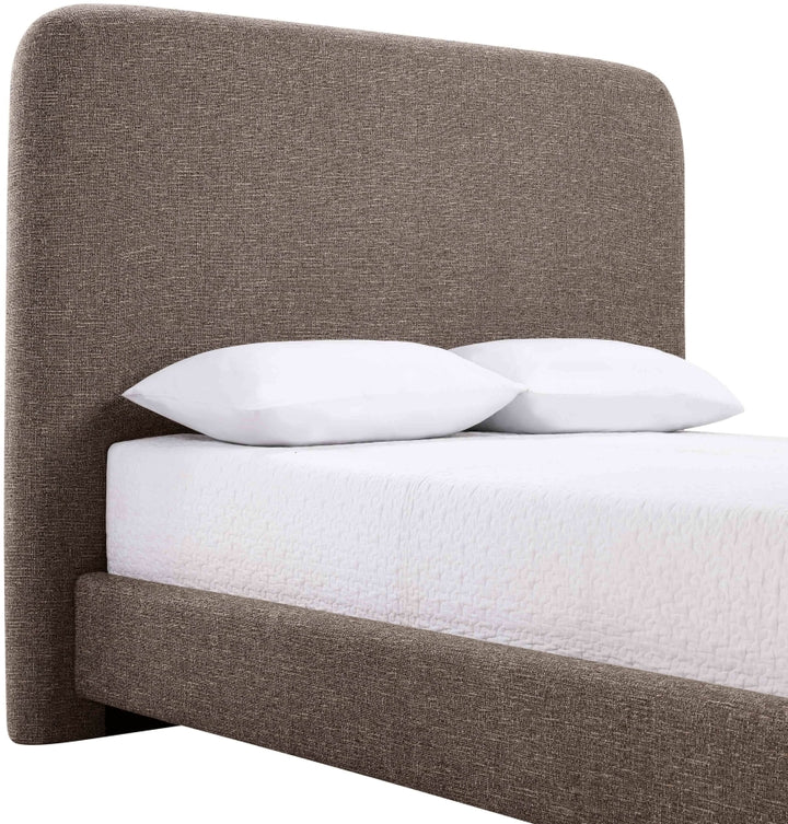 Fira Linen Textured Fabric Upholstered Bed - Brown - B1221-Bed-BROWN_7