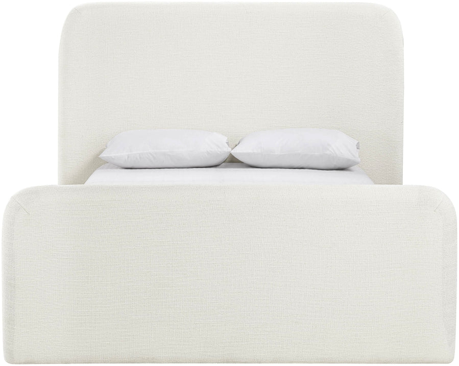 Fira Linen Textured Fabric Upholstered Bed - Cream - B1221-Bed-CREAM_3