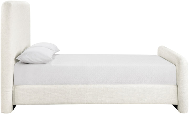 Fira Linen Textured Fabric Upholstered Bed - Cream - B1221-Bed-CREAM_4