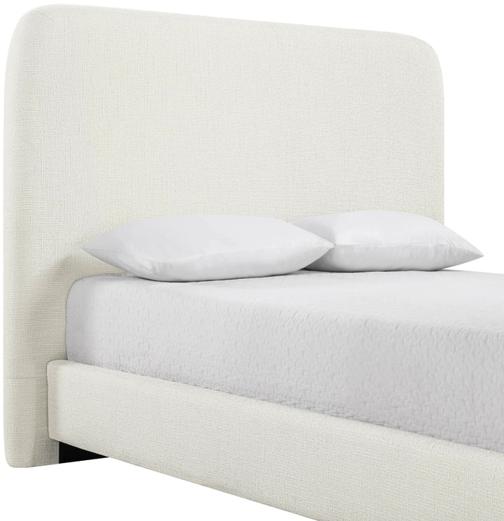Fira Linen Textured Fabric Upholstered Bed - Cream - B1221-Bed-CREAM_7