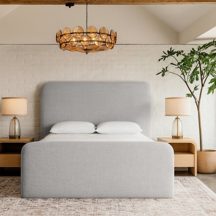 Fira Linen Textured Fabric Upholstered Bed - Grey - B1221-Bed-GREY_2