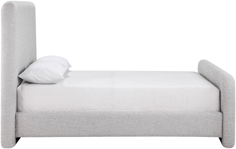 Fira Linen Textured Fabric Upholstered Bed - Grey - B1221-Bed-GREY_4