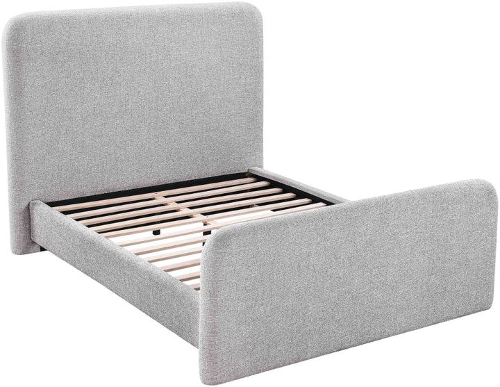 Fira Linen Textured Fabric Upholstered Bed - Grey - B1221-Bed-GREY_6
