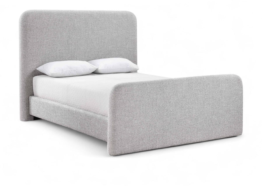 Fira Linen Textured Fabric Upholstered Bed - Grey - B1221-Bed-GREY_1