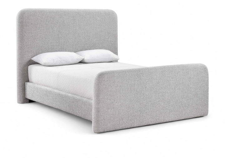 Fira Linen Textured Fabric Upholstered Bed - Grey - B1221-Bed-GREY_1