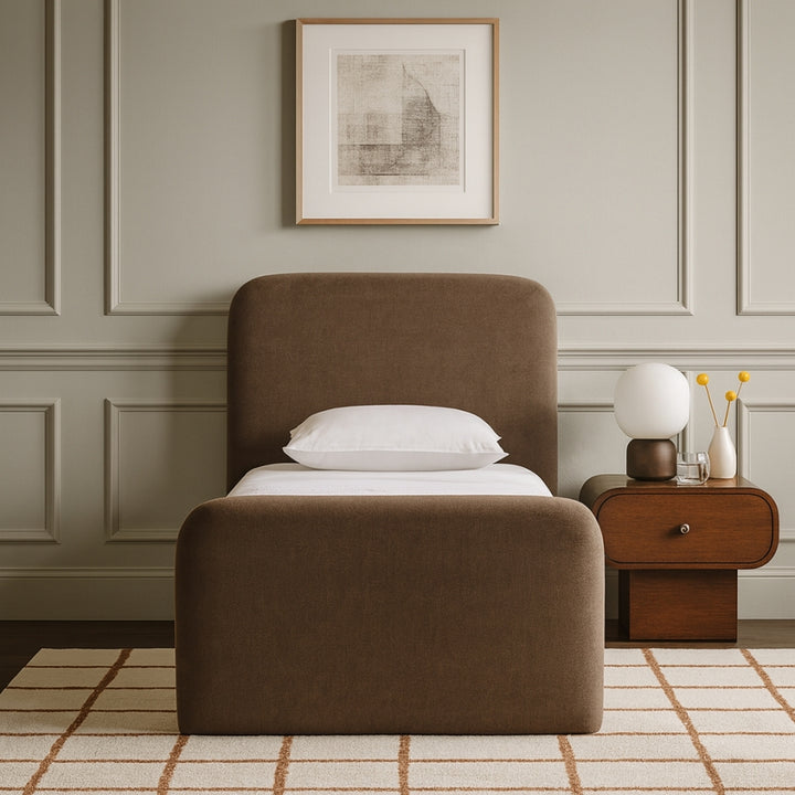 Fira Chenille Fabric Upholstered Twin Bed - Brown - B1222-Twin-BROWN_2