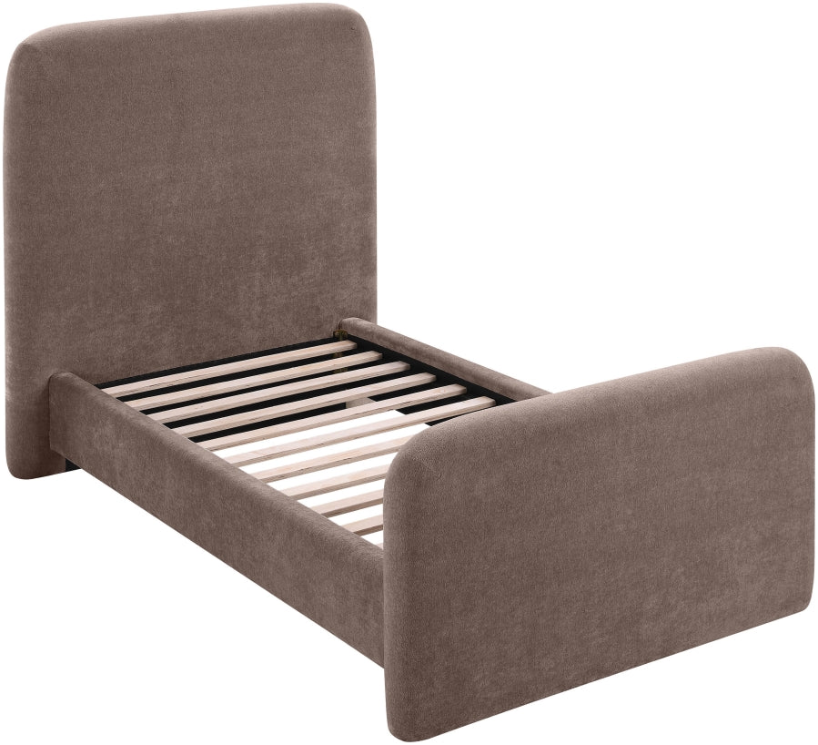 Fira Chenille Fabric Upholstered Twin Bed - Brown - B1222-Twin-BROWN_7