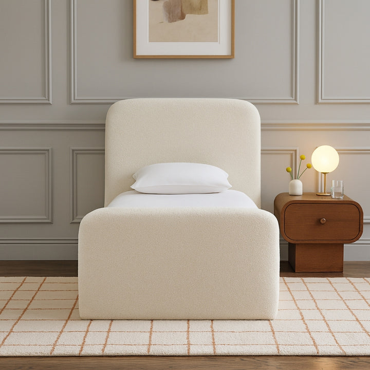 Fira Chenille Fabric Upholstered Twin Bed - Cream - B1222-Twin-CREAM_2